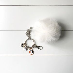White Puff Ball Key Chain